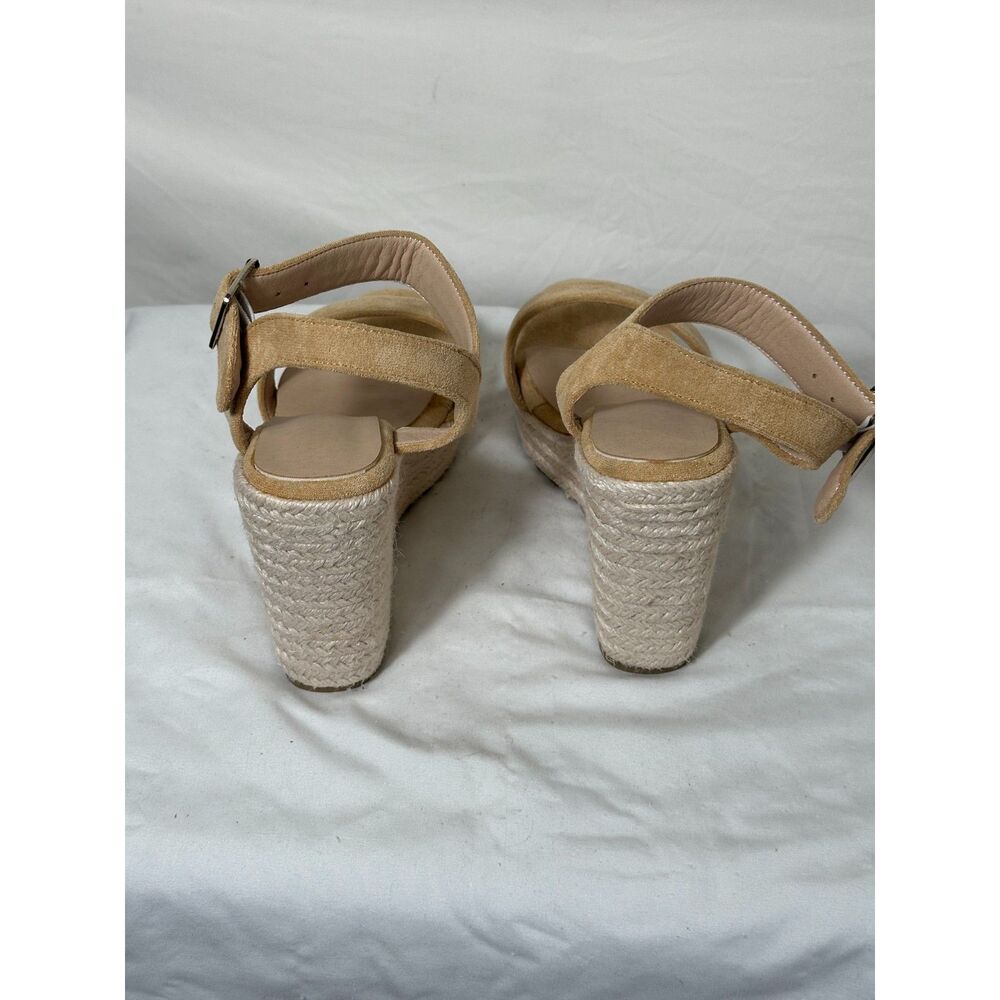 Women’s Faux Suede Tan Wedge Heels Platform Sandals Casual US 8 - Picture 4 of 5